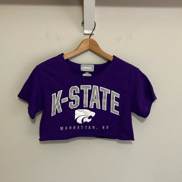 Custom Cropped Purple Short Sleeve Tee K-State Manhattan, KS, Size Small - Picture 1 of 5